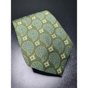 Coach Men's Necktie Green Paisley 100% Italian Silk‎ 3.75" x 58" Excellent